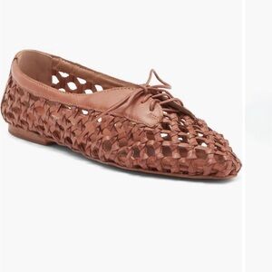 Jeffrey Campbell Zahra Woven Leather Lace up Derby Flats Tan Sz 8/39